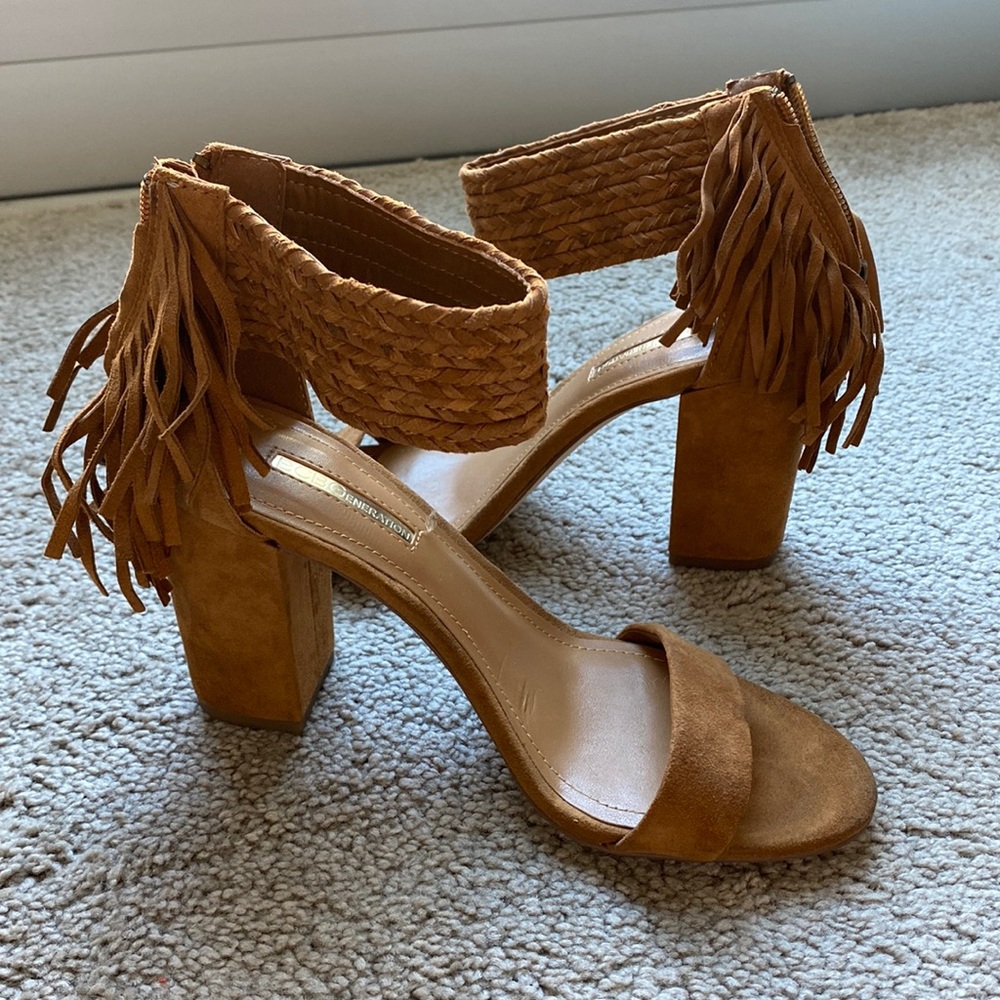 Brown heeled sandals